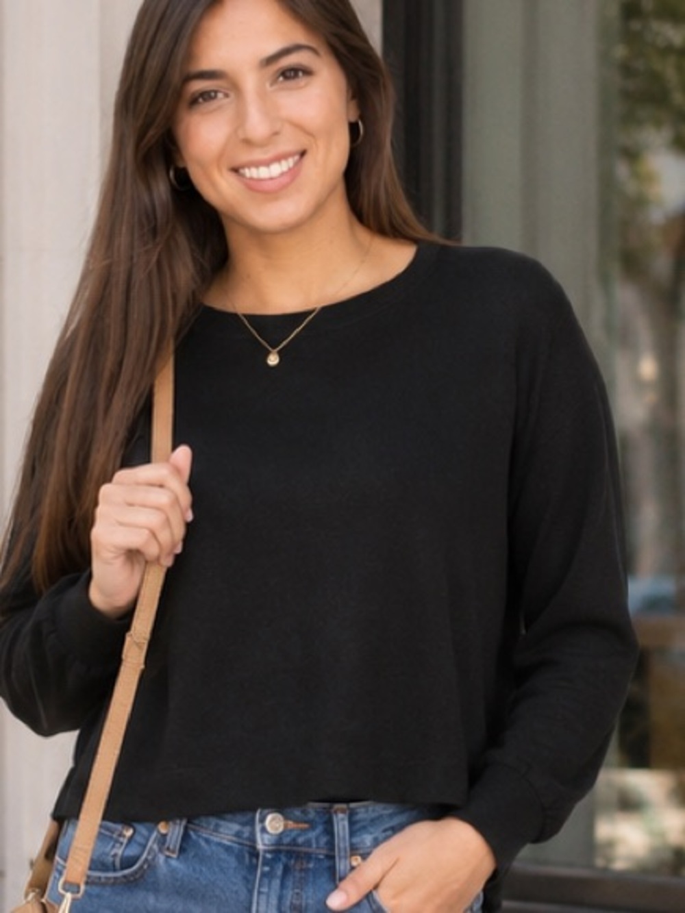 Agnes & Dora Black Pullover Sweater XL NWT Soft Long Sleeve Cropped Top